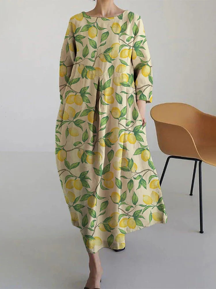 AURORA | Midi Kjole med Blomsterprint og Behagelig, Luftig Stil Perfekt til Sommeren