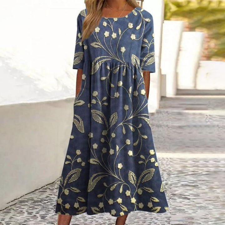 Julie™ - Elegant Broderet Midi Kjole