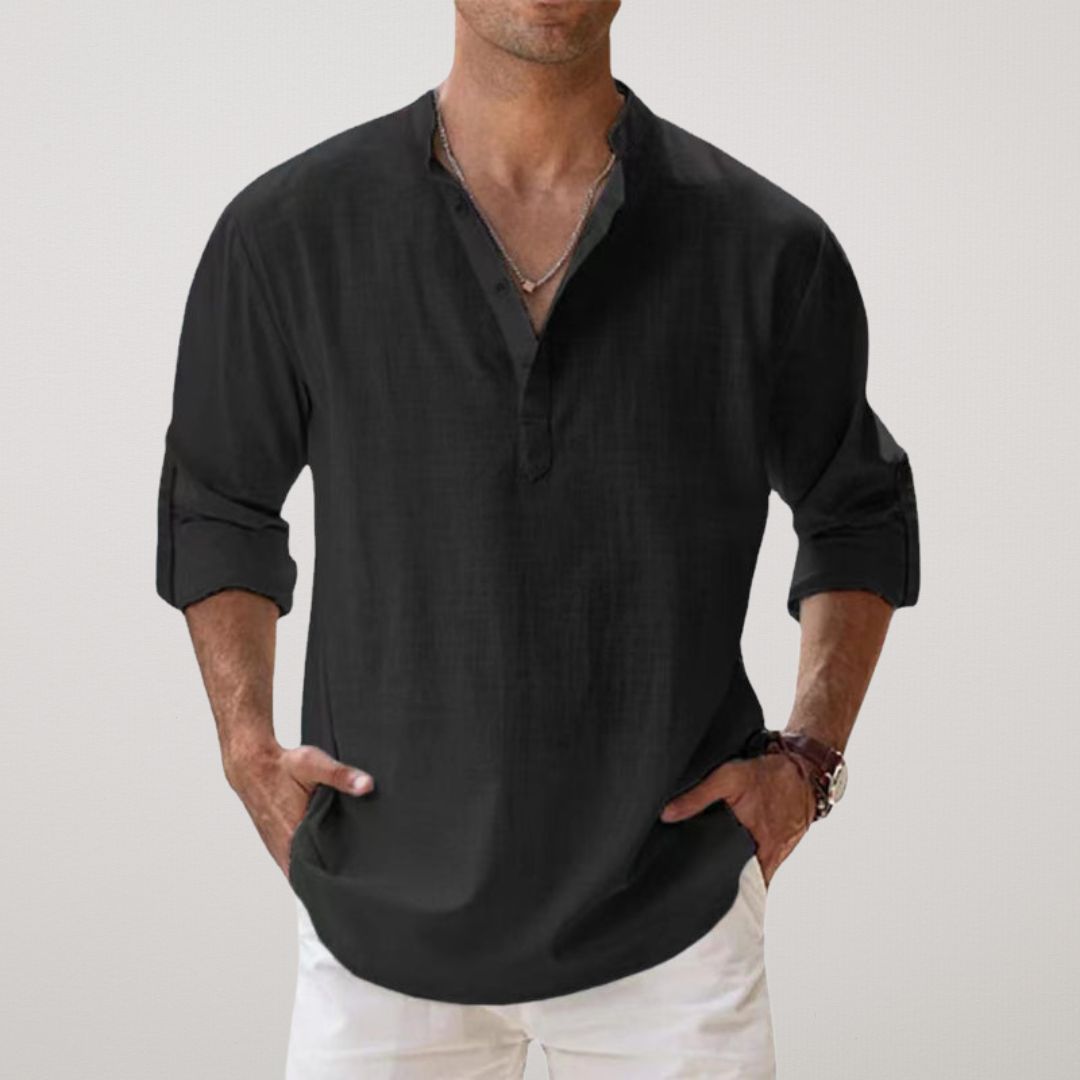 Milan | Stilfuld Knaplukket Henley Skjorte