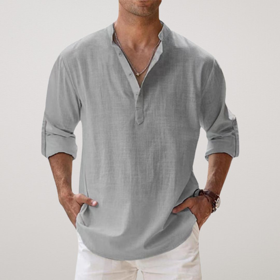 Milan | Stilfuld Knaplukket Henley Skjorte