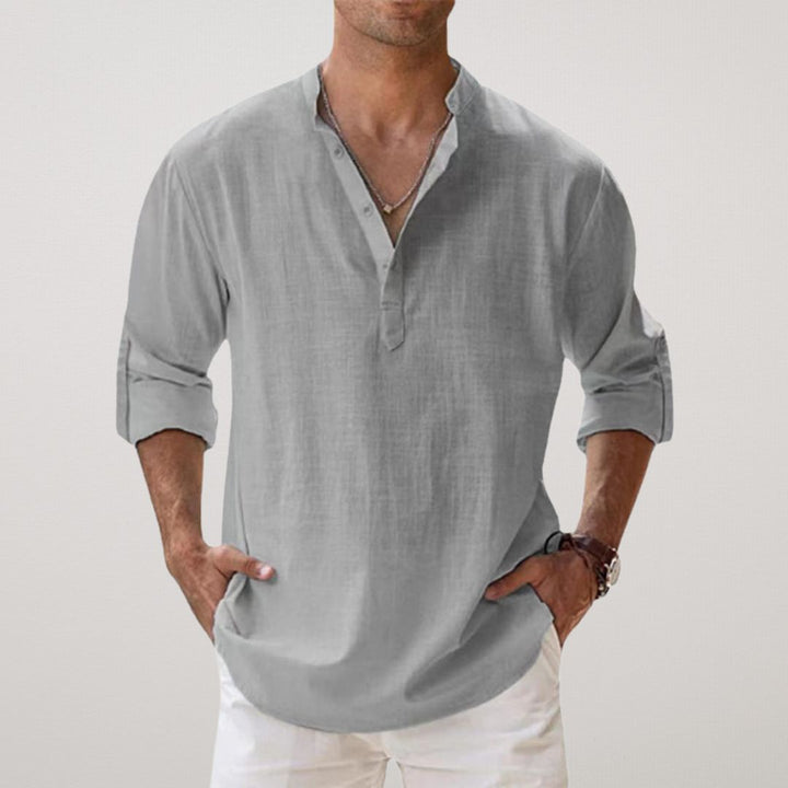 Milan | Stilfuld Knaplukket Henley Skjorte