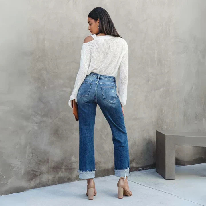 Jonna | Stilfulde og Afslappede Slidte Jeans
