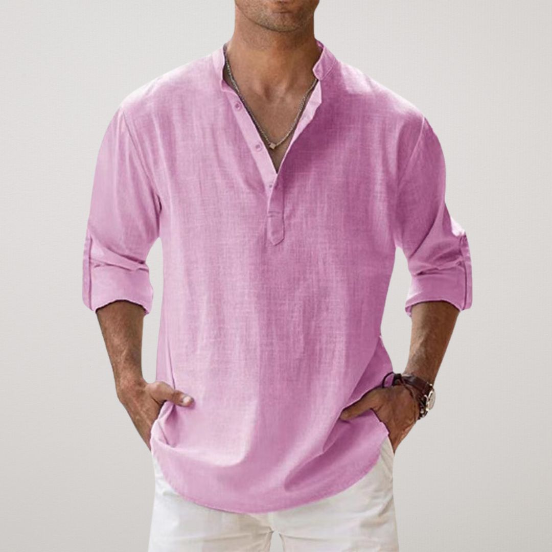 Milan | Stilfuld Knaplukket Henley Skjorte