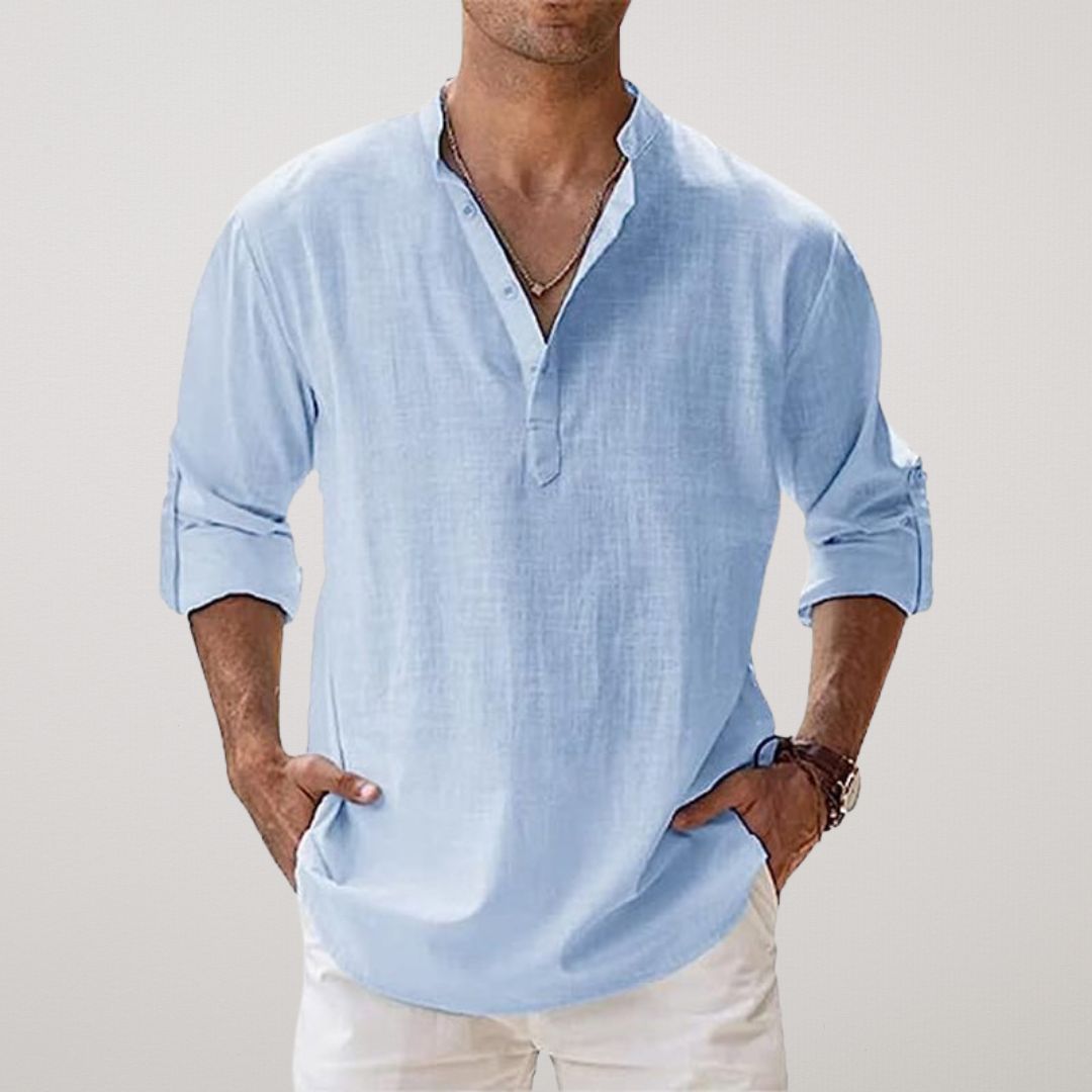 Milan | Stilfuld Knaplukket Henley Skjorte