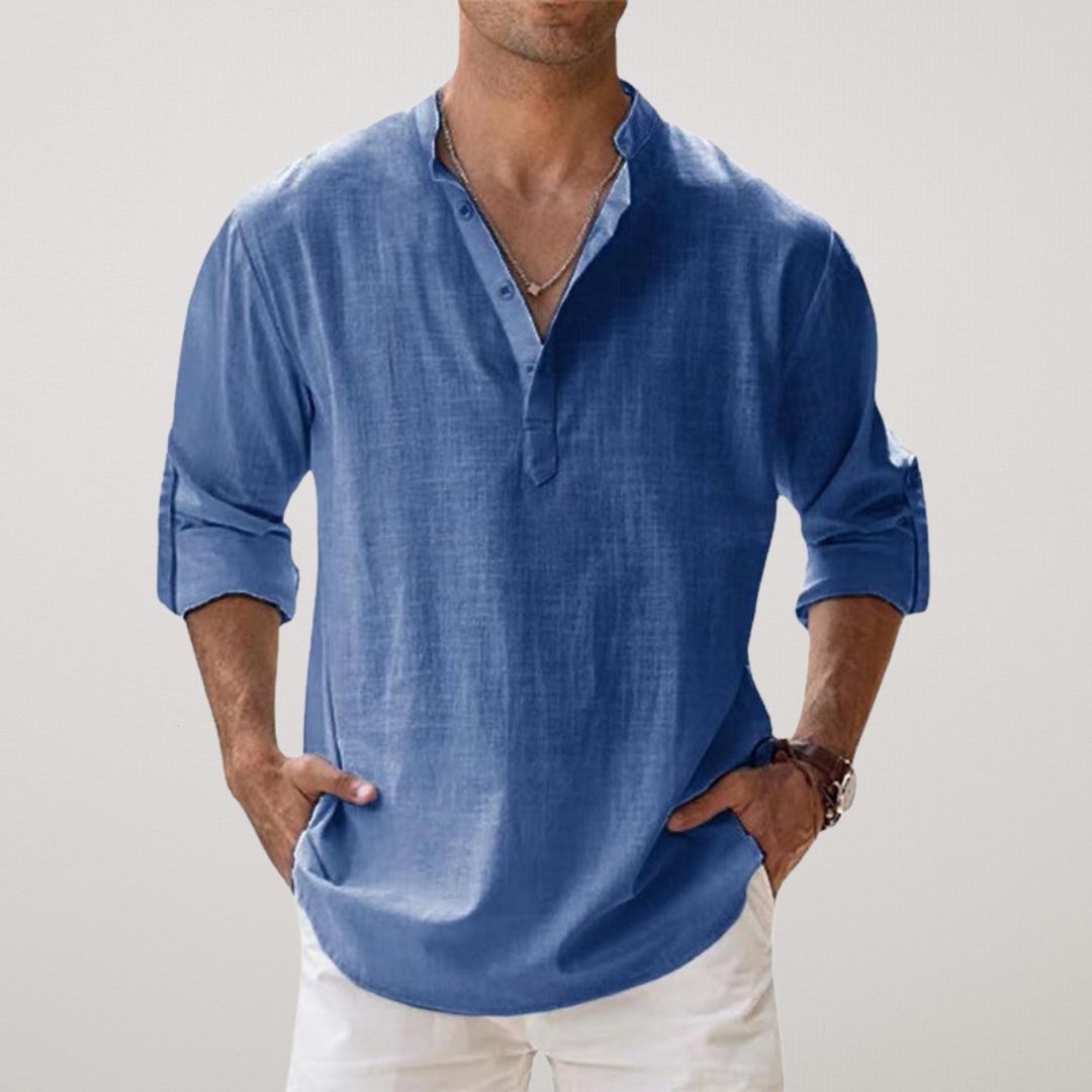 Milan | Stilfuld Knaplukket Henley Skjorte