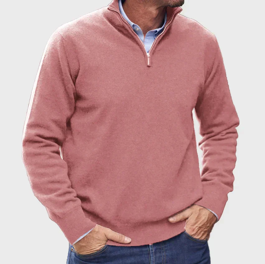 Jacob | Herresweater med Lynlås og Blød Pasform