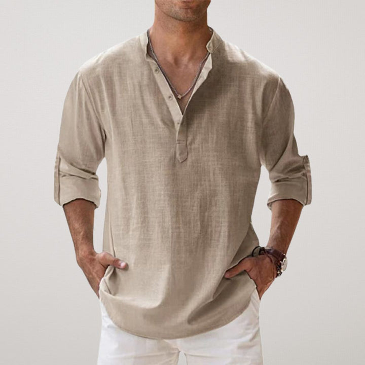 Milan | Stilfuld Knaplukket Henley Skjorte