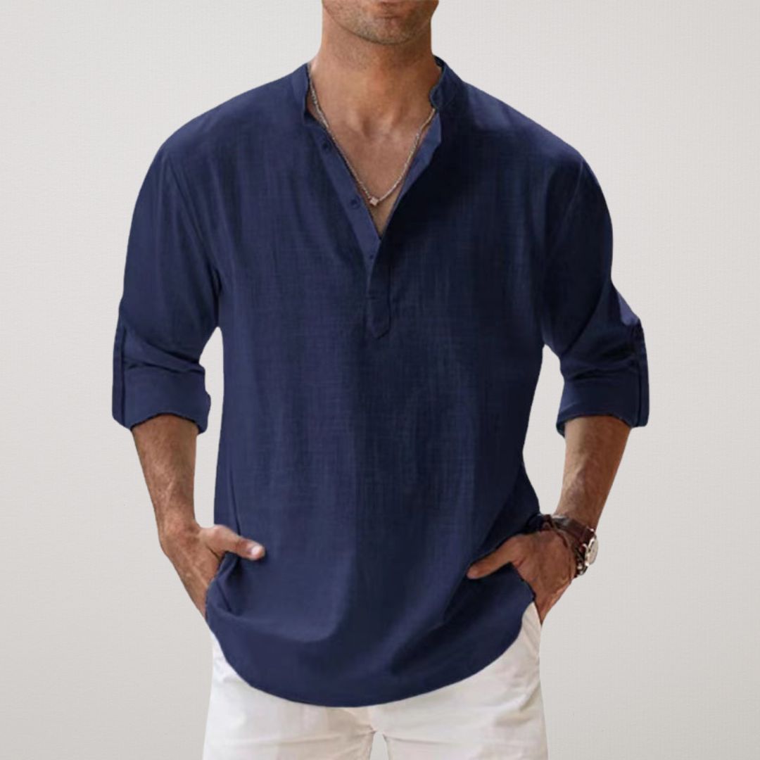 Milan | Stilfuld Knaplukket Henley Skjorte