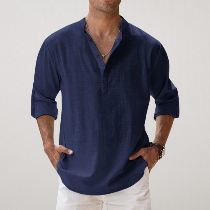 Milan | Stilfuld Knaplukket Henley Skjorte