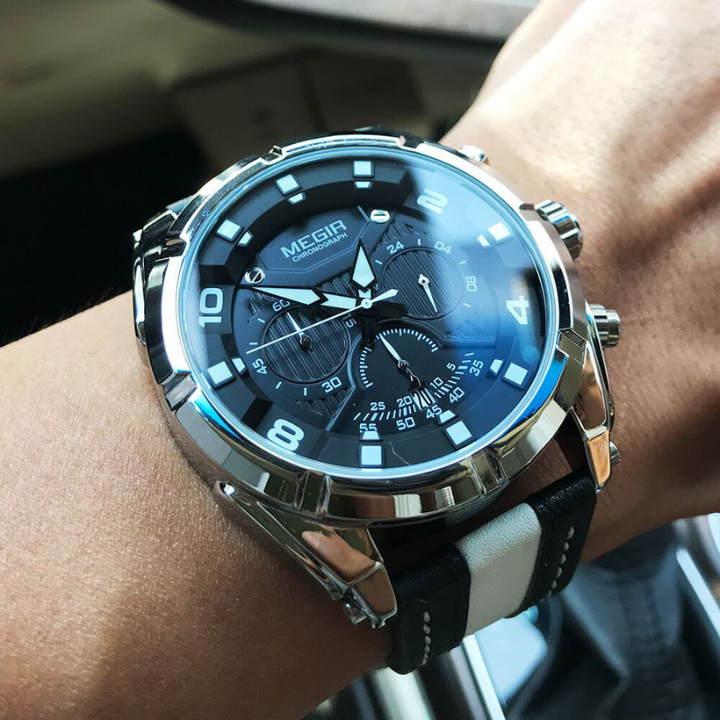 Luksus Læder Militær Sport Chronograph Ur