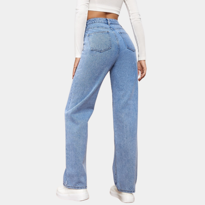 Birthe | Stilfulde jeans med høj talje og brede ben