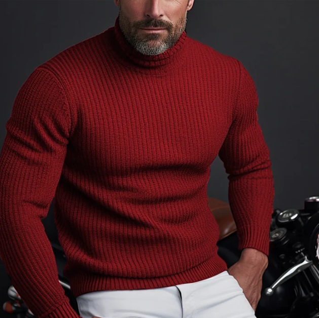 Emmerik | Herre Ribstrikket Turtleneck Sweater til Vinter