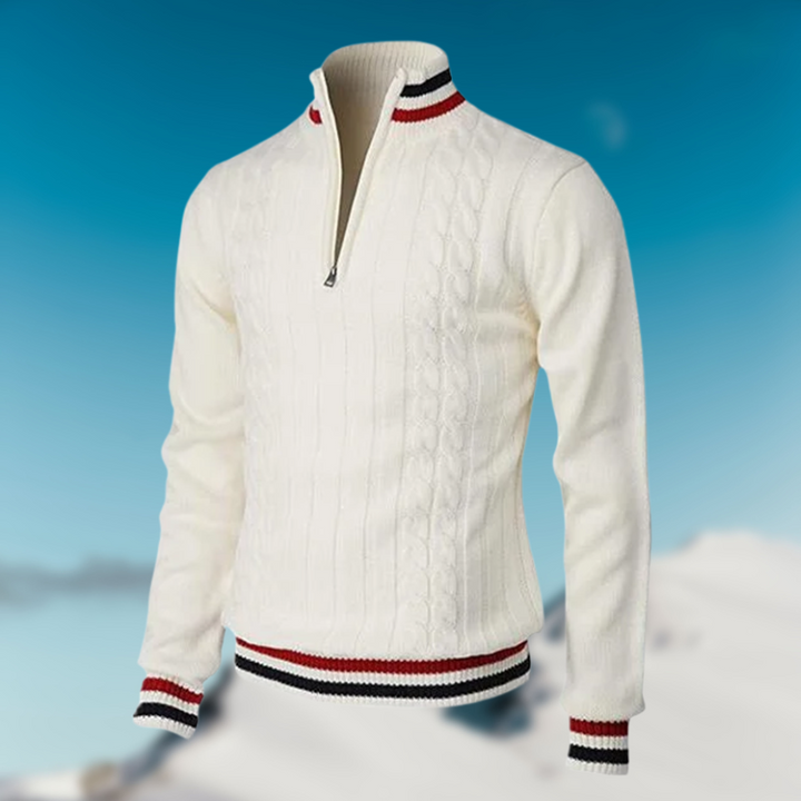 Joachim | Zip-Up Sweater til Herrer med Stribedetalje