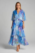 Dame Elegant Midi Sommerkjole med Flæser
