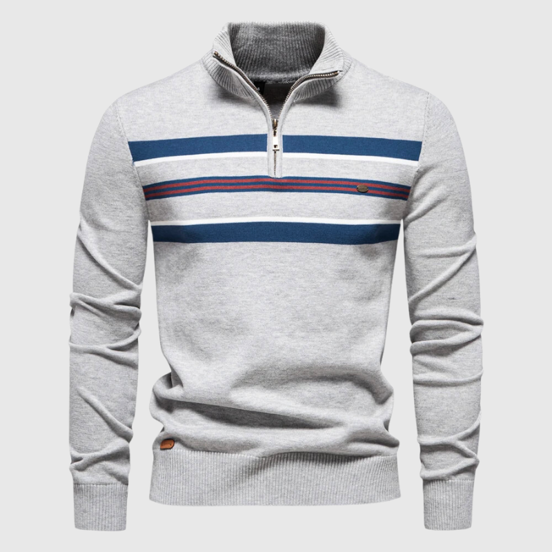 Matthias | Herre Pullover med Lynlås og Striber