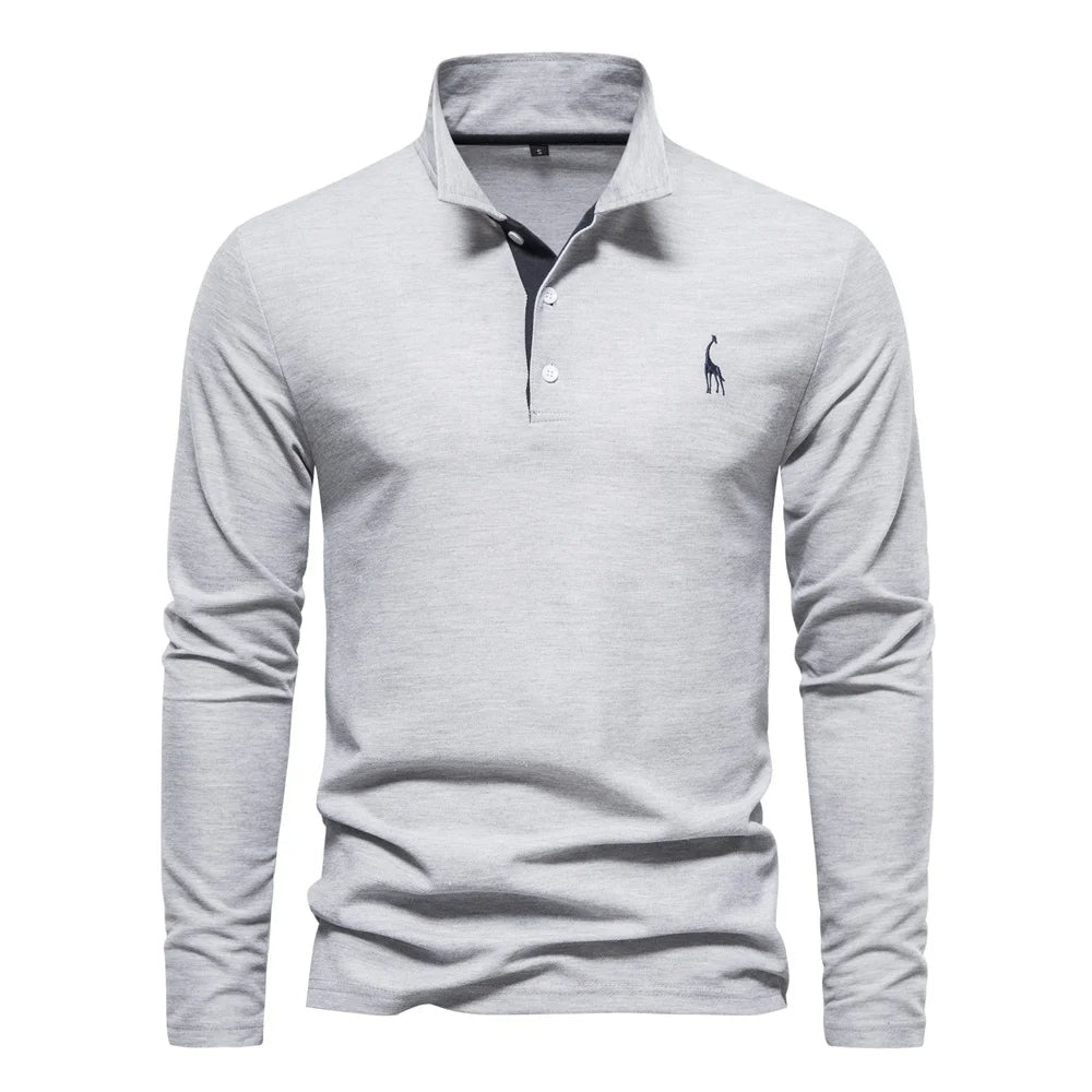 Birk | Langærmet Poloshirt til Herrer med Knapper