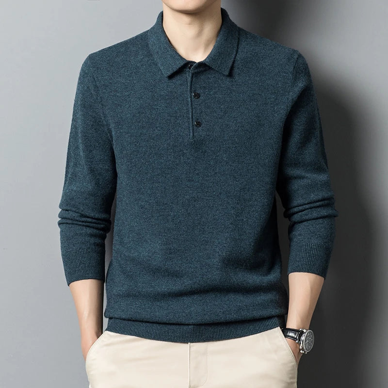Mathias | Herre Casual Polo med Lange Ærmer