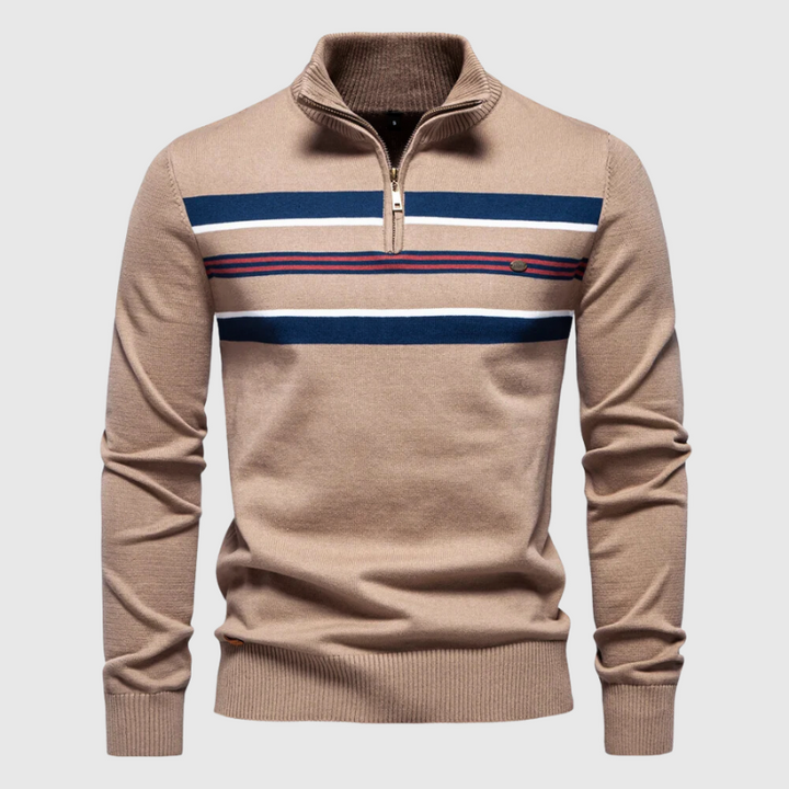 Matthias | Herre Pullover med Lynlås og Striber