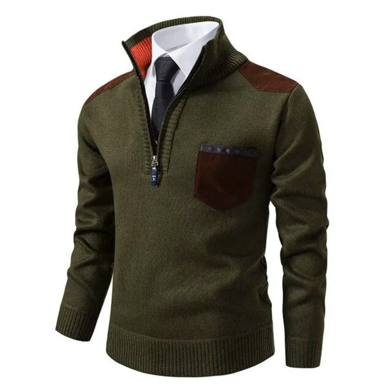Magnus | Herresweater med Lynlås og Lomme Detalje