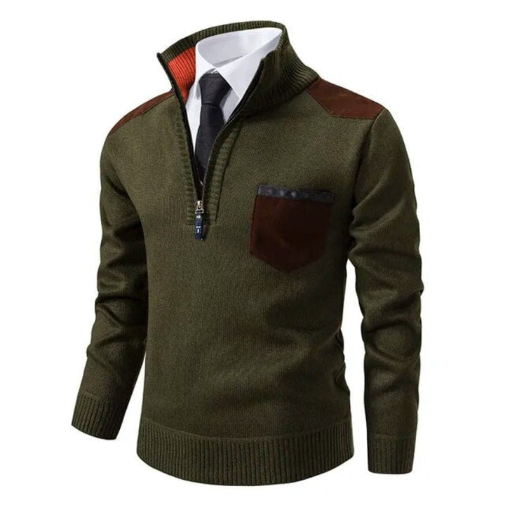 Magnus | Herresweater med Lynlås og Lomme Detalje