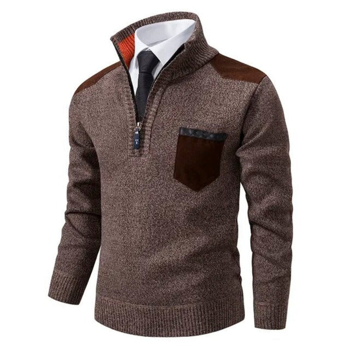 Magnus | Herresweater med Lynlås og Lomme Detalje