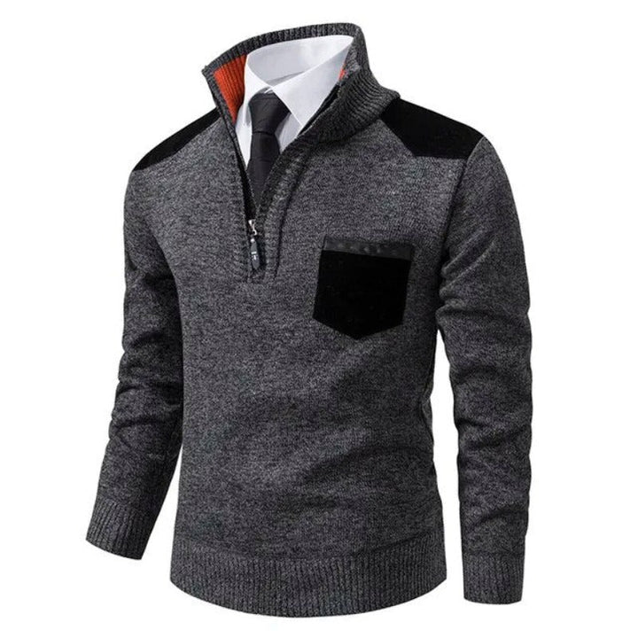 Magnus | Herresweater med Lynlås og Lomme Detalje