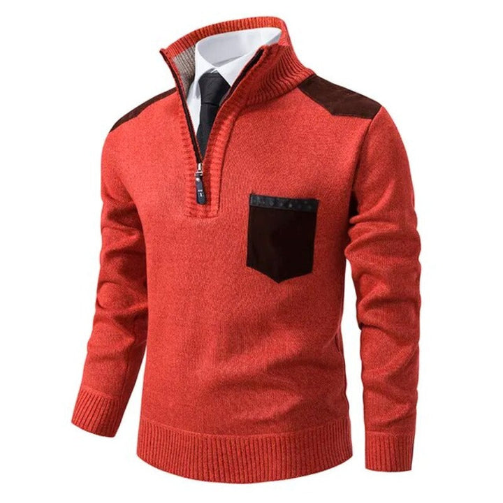 Magnus | Herresweater med Lynlås og Lomme Detalje