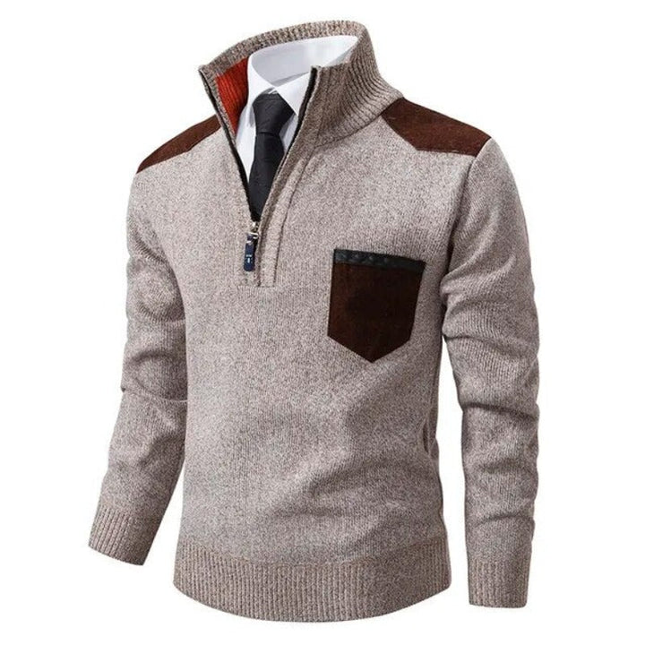 Magnus | Herresweater med Lynlås og Lomme Detalje