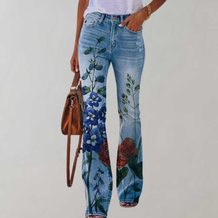 Christa | Jeans med Vide Ben og Blomstermønster