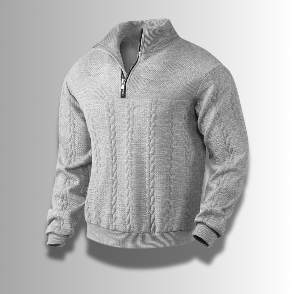 Chris | Herresweater med Lynlås og Ribstrikdetaljer