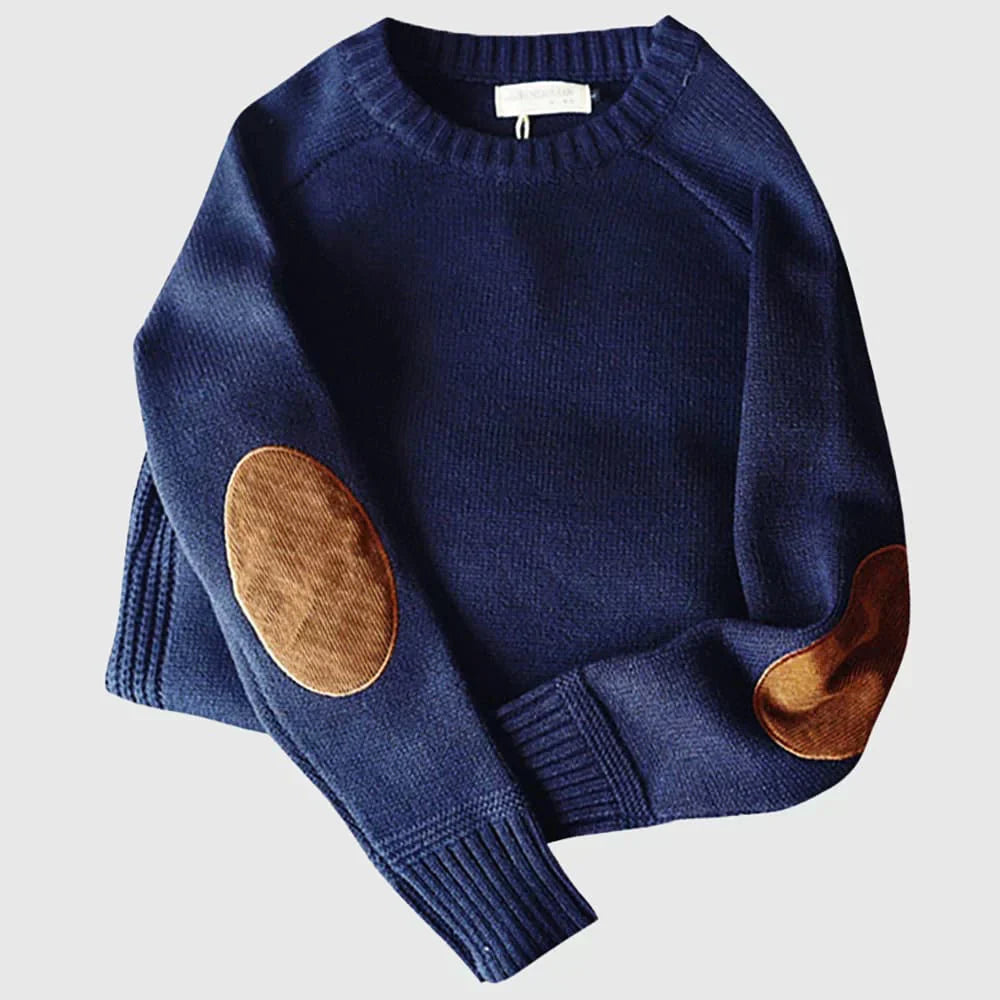 Anker | Herre Sweater med Rund Hals og Albuelapper