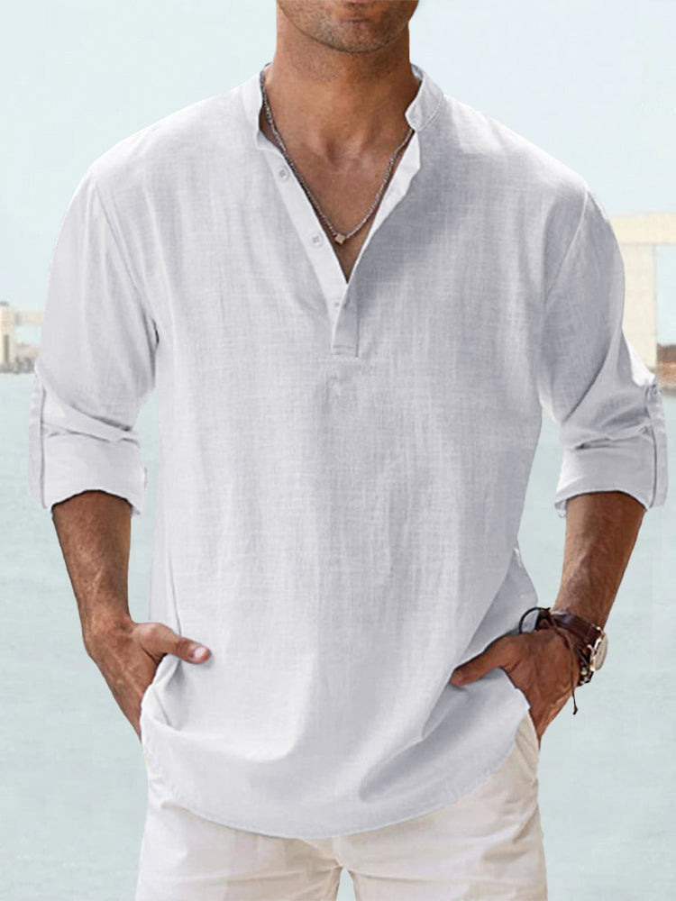 Milan | Stilfuld Knaplukket Henley Skjorte