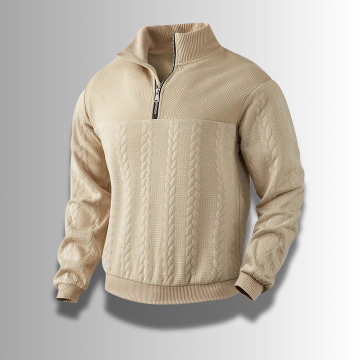 Chris | Herresweater med Lynlås og Ribstrikdetaljer