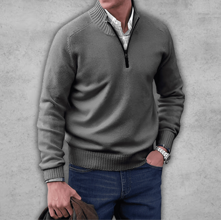 Finn | Herresweater med Lynlås og Ribkrave