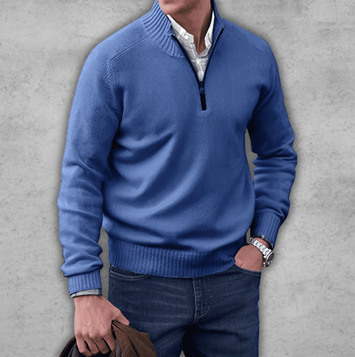 Finn | Herresweater med Lynlås og Ribkrave