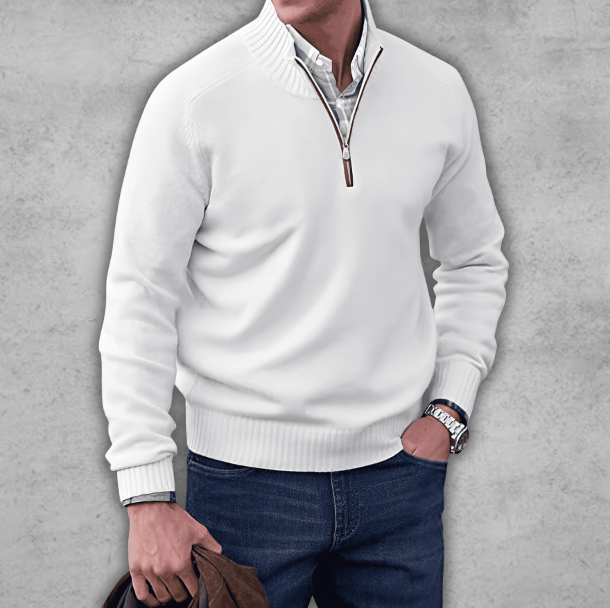 Finn | Herresweater med Lynlås og Ribkrave