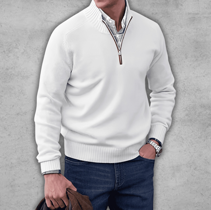 Finn | Herresweater med Lynlås og Ribkrave