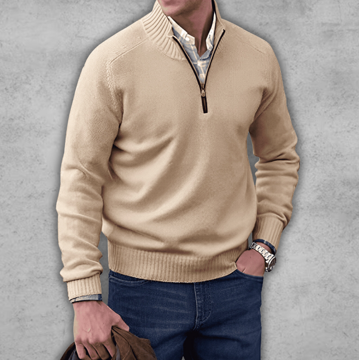 Finn | Herresweater med Lynlås og Ribkrave