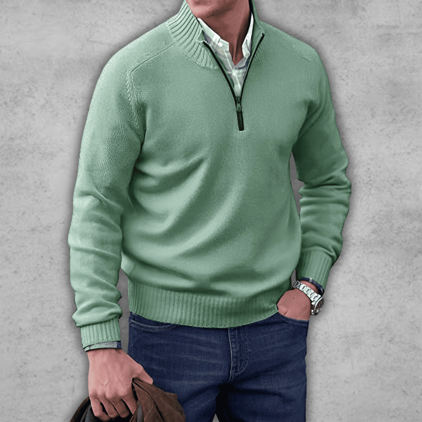 Finn | Herresweater med Lynlås og Ribkrave