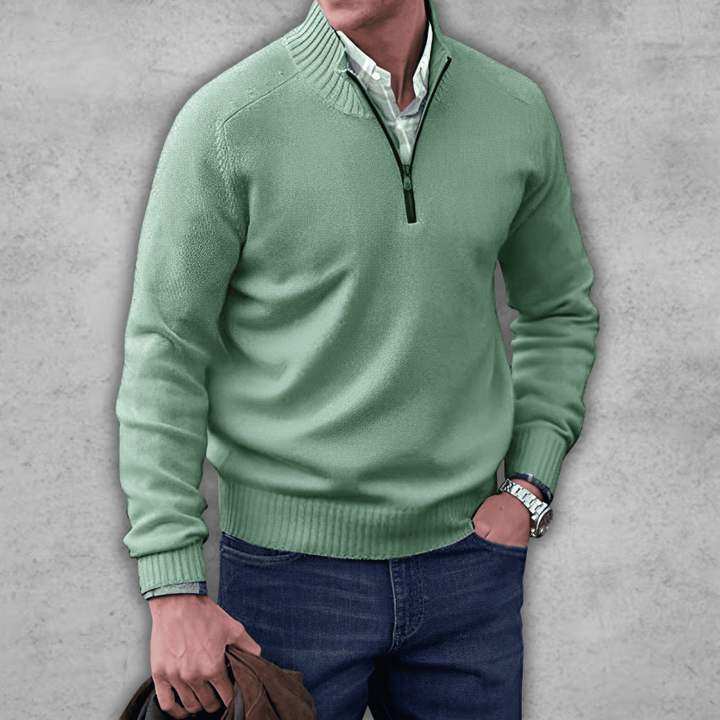 Finn | Herresweater med Lynlås og Ribkrave