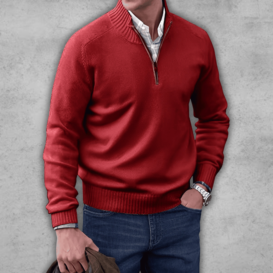 Finn | Herresweater med Lynlås og Ribkrave