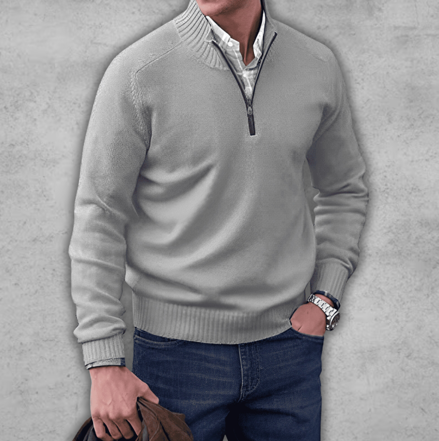 Finn | Herresweater med Lynlås og Ribkrave