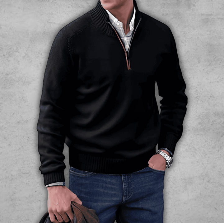 Finn | Herresweater med Lynlås og Ribkrave