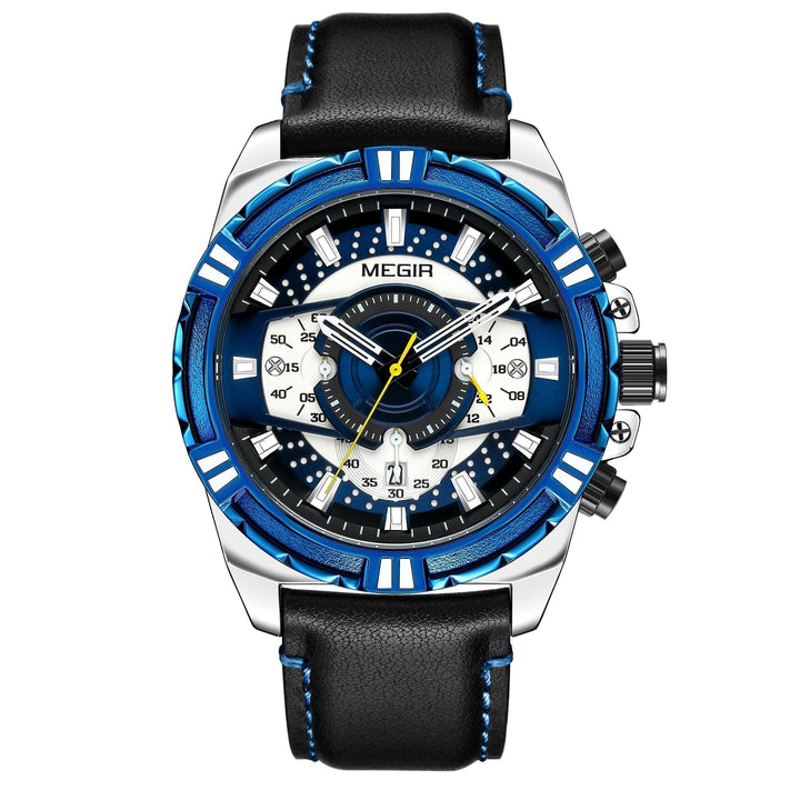 Luksus Kvarts Chronograph Militær Sport Læder Ur