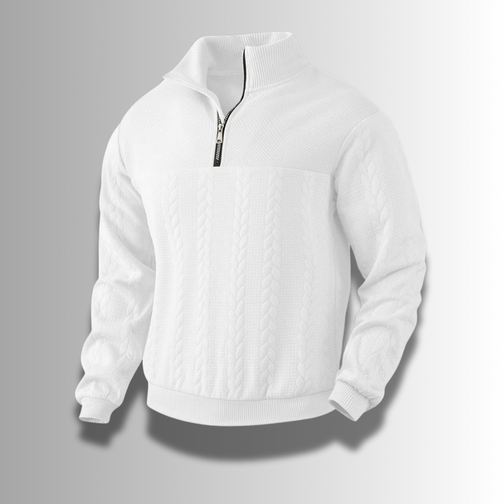 Chris | Herresweater med Lynlås og Ribstrikdetaljer