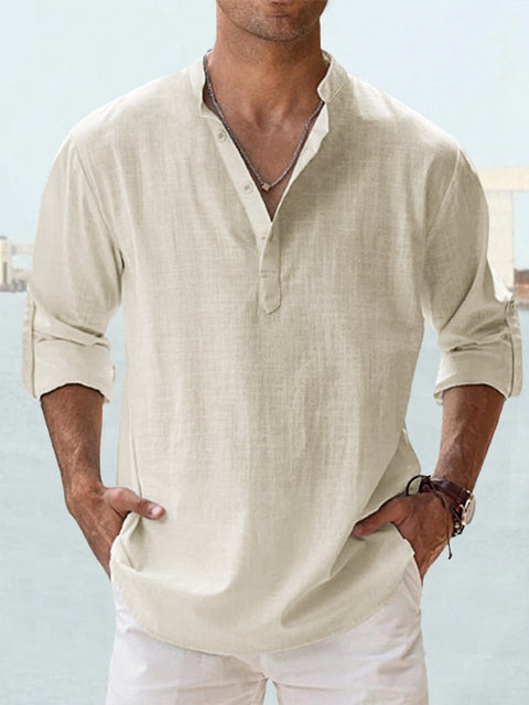 Milan | Stilfuld Knaplukket Henley Skjorte