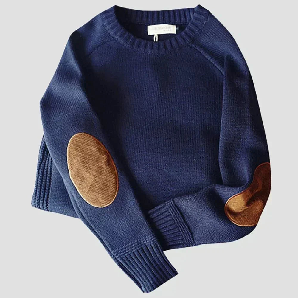 Thilde | Herre Rød Striksweater Med Albuelapper