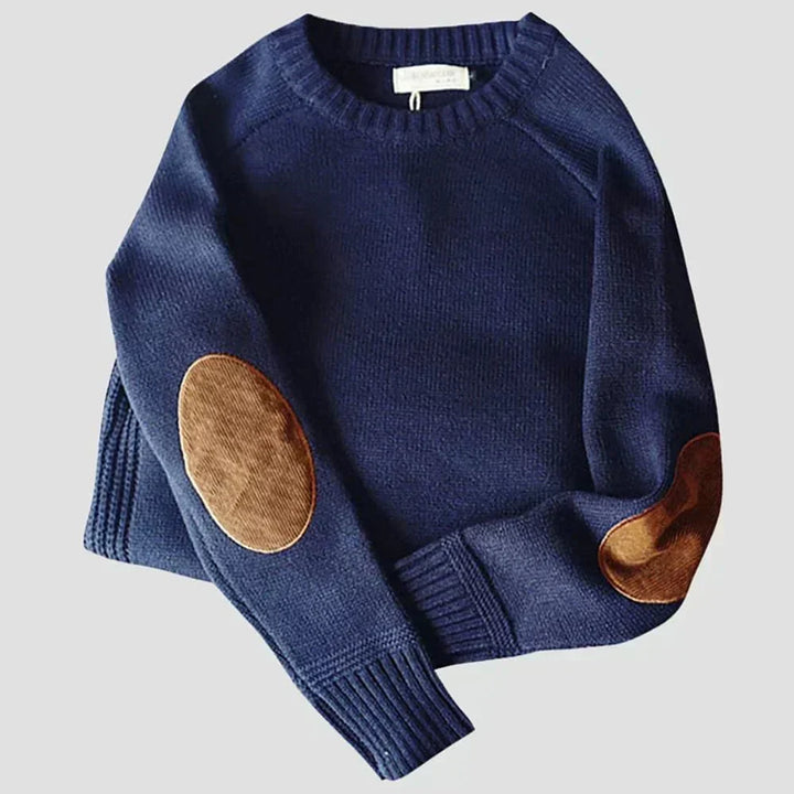 Thilde | Herre Rød Striksweater Med Albuelapper