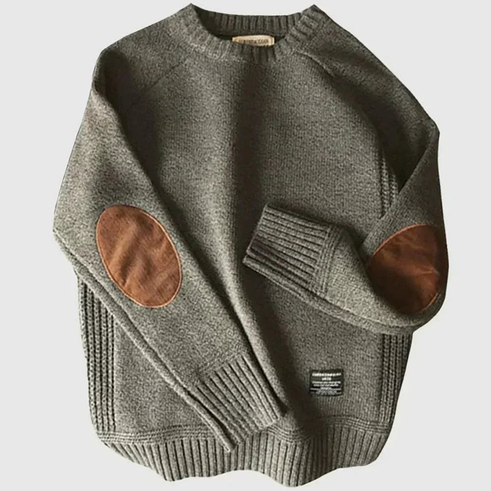 Thilde | Herre Rød Striksweater Med Albuelapper