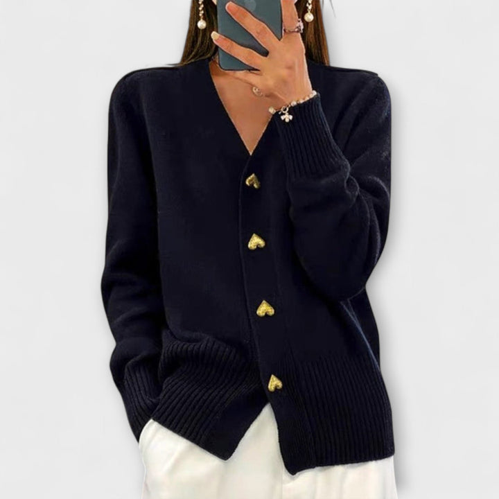 Marij™ | Elegant strikcardigan med hjerteknapper